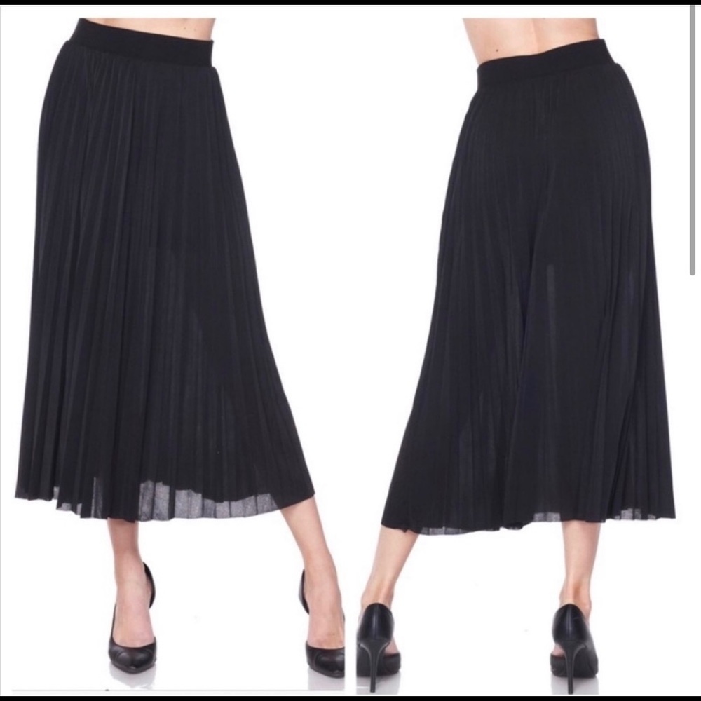 Black Accordion Pleated Maxi Skirt